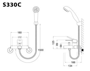 Bản-vẽ-kỹ-thuật-Vòi-sen-tắm-CAESAR-S330C-nóng-lạnh-tay-3-chế-độ