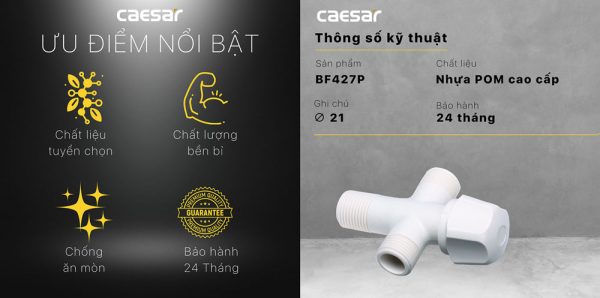 Van khóa T chia nước Caesar BF427P nhựa