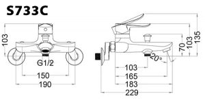 Vòi sen tắm CAESAR S733C nóng lạnh tay 3 chế độ