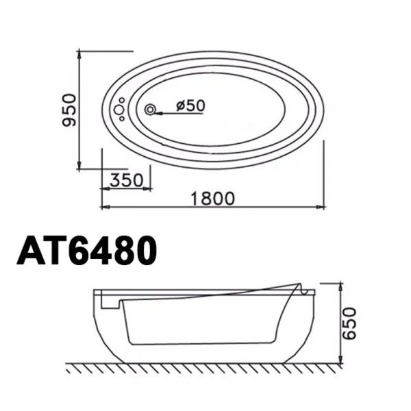 Bản vẽ kĩ thuật Bồn tắm CAESAR AT6480 lập thể 1.8M