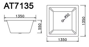Bản vẽ kĩ thuật Bồn tắm CAESAR AT7135 xây 1.35M