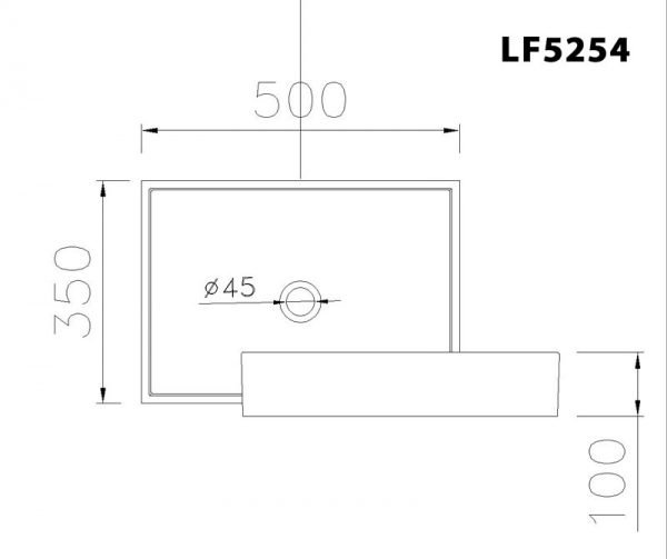 Bản vẽ kĩ thuật Chậu rửa mặt lavabo CAESAR LF5254 đặt bàn