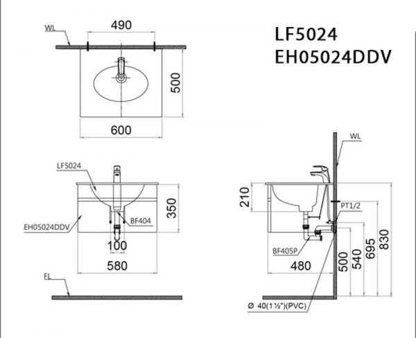 Bản-vẽ-kĩ-thuật-Tủ-chậu-lavabo-CAESAR-LF5024-EH05024DDV