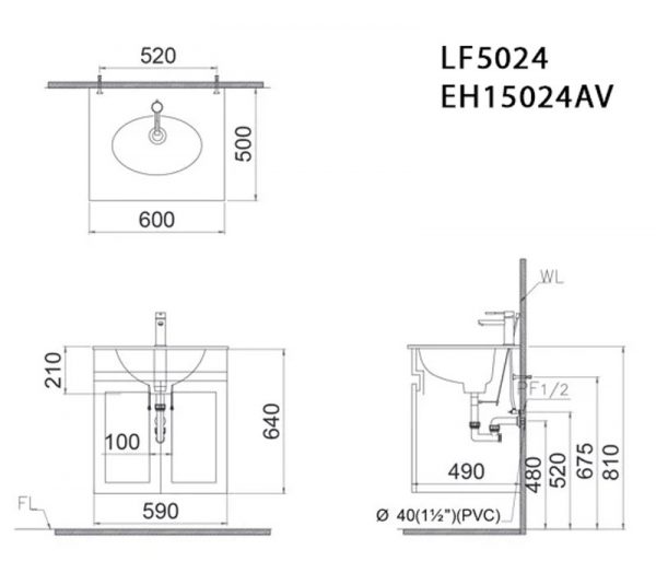 Bản-vẽ-kĩ-thuật-Tủ-chậu-lavabo-CAESAR-LF5024-EH15024AV