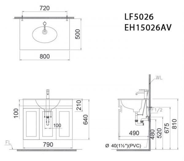 Bản-vẽ-kĩ-thuật-Tủ-chậu-lavabo-CAESAR-LF5026-EH15026AV