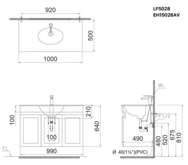 Tủ chậu lavabo CAESAR LF5028 EH15028AV