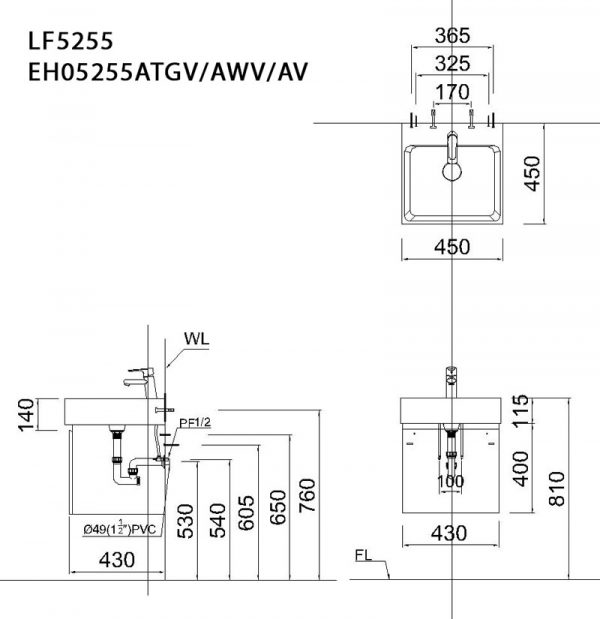 Bản-vẽ-kĩ-thuật-Tủ-chậu-lavabo-CAESAR-LF5255-EH05255ATGV-EH05255AV-EH05255AWV