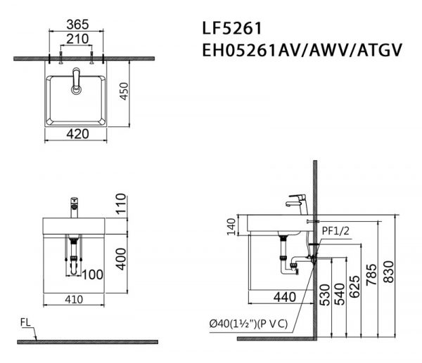 Bản-vẽ-kĩ-thuật-Tủ-chậu-lavabo-CAESAR-LF5261-EH05261AV-EH05261AWV-EH05261ATGV