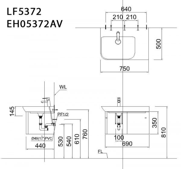 Bản-vẽ-kĩ-thuật-Tủ-chậu-lavabo-CAESAR-LF5372-EH05372AV