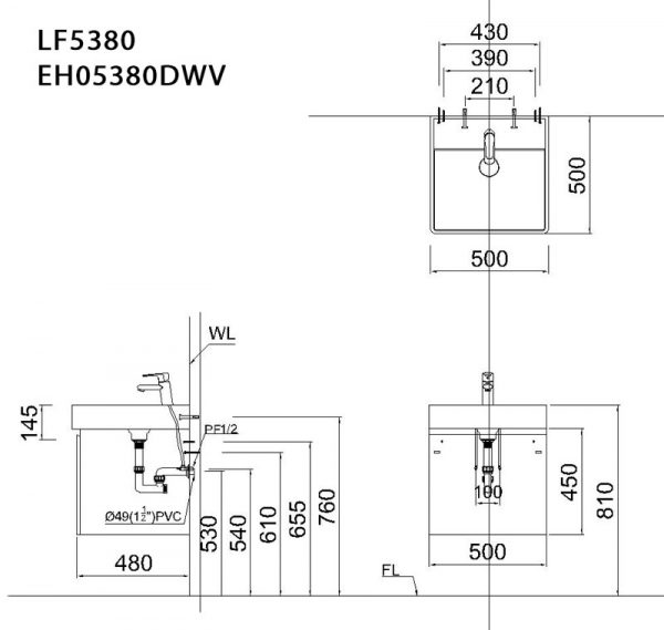 Bản-vẽ-kĩ-thuật-Tủ-chậu-lavabo-CAESAR-LF5380-EH05380DWV