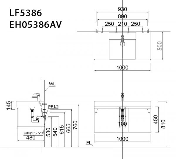 Bản-vẽ-kĩ-thuật-Tủ-chậu-lavabo-CAESAR-LF5386-EH05386AV