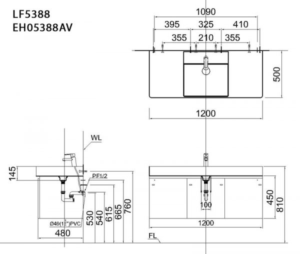 Bản-vẽ-kĩ-thuật-Tủ-chậu-lavabo-CAESAR-LF5388-EH05388AV