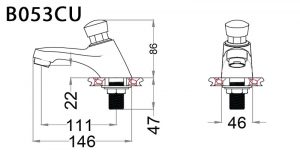 CAESAR B053CU - Vòi lavabo nước lạnh 2 Bản vẽ kỹ thuật Vòi chậu lavabo CAESAR B053CU lạnh