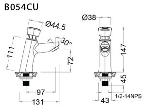 CAESAR B054CU - Vòi lavabo nước lạnh 2 Bản vẽ kỹ thuật Vòi chậu lavabo CAESAR B054CU lạnh