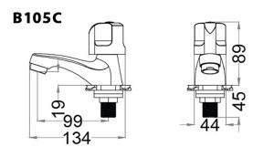 Bản vẽ kỹ thuật Vòi chậu lavabo CAESAR B105C lạnh