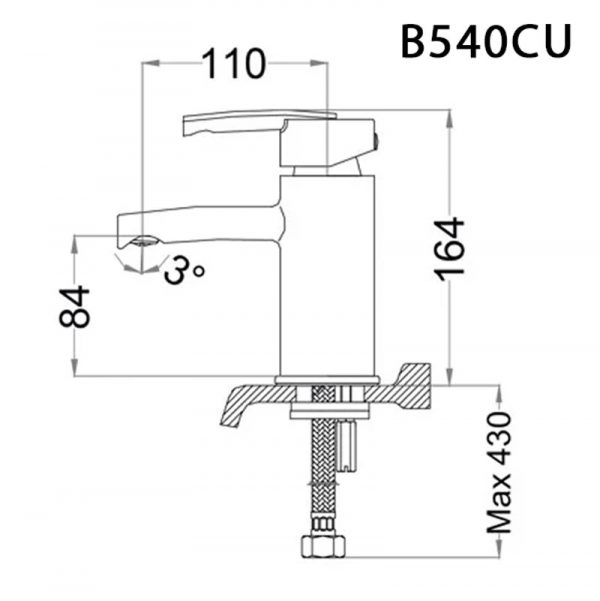 Bản vẽ kỹ thuật Vòi chậu lavabo CAESAR B540CU nóng lạnh