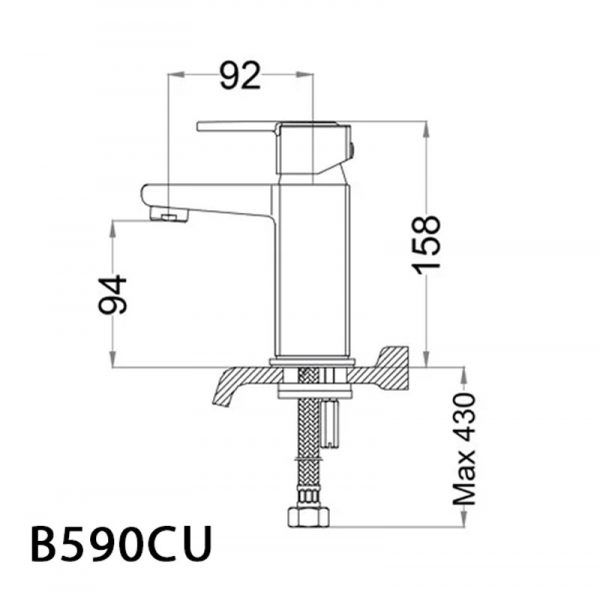 Bản vẽ kỹ thuật Vòi chậu lavabo CAESAR B590CU nóng lạnh