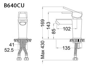 Bản vẽ kỹ thuật Vòi chậu lavabo CAESAR B590CU nóng lạnh