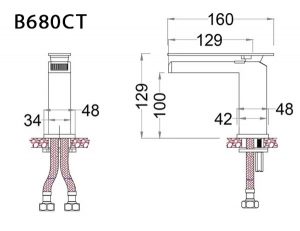 CAESAR B680CT - Vòi lavabo nóng lạnh 2 Bản vẽ kỹ thuật Vòi chậu lavabo CAESAR B680CT nóng lạnh