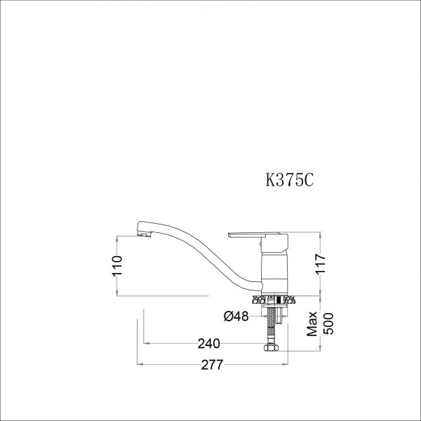 Bản vẽ kỹ thuật Vòi rửa bát CAESAR K375C nước lạnh