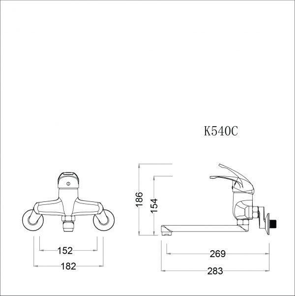 Bản vẽ kỹ thuật Vòi rửa bát CAESAR K540C nước lạnh