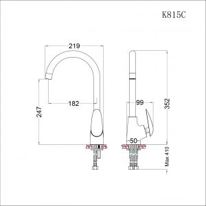 Bản vẽ kỹ thuật Vòi rửa bát CAESAR K815 nước lạnh