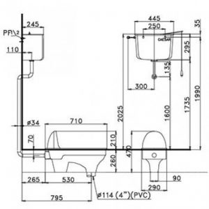 Bồn cầu xổm Caesar C1280 (không bao gồm két nước) 2