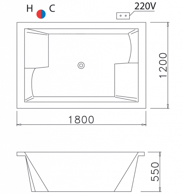 Bản vẽ bồn tắm đôi MT7180C Caesar