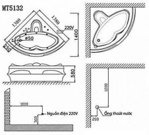 Bồn-tắm-góc-chân-yếm-massage-Caesar-MT5132-443x400