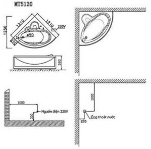 CAESAR MT5120A 1.2M - Bồn tắm Massage xây góc 2 Bồn-tắm-góc-xây-massage-Caesar-MT5120A-407x400