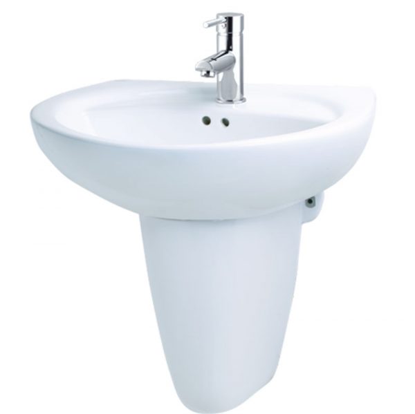 Chậu rửa mặt lavabo CAESAR L2220 P2443 chân lửng treo tường