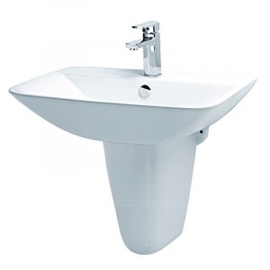 Chậu rửa mặt lavabo CAESAR L2365 P2443 chân lửng treo tường