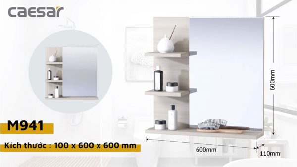 Gương phòng tắm CAESAR M941 tích hợp kệ để đồ 600x600x110mm