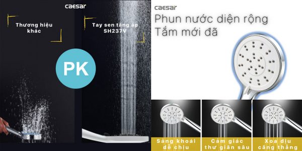 Tay sen tắm CAESAR SH237V 3 chế độ xả