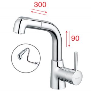 Vòi chậu lavabo CAESAR B900CU dây rút nóng lạnh