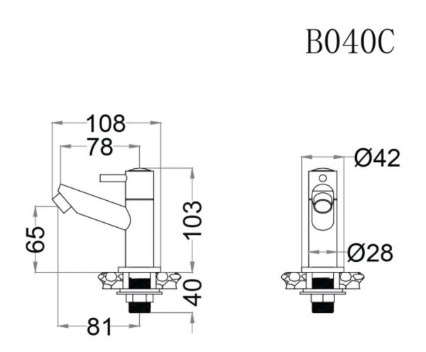 Vòi chậu rửa mặt lavabo Caesar B040C lạnh