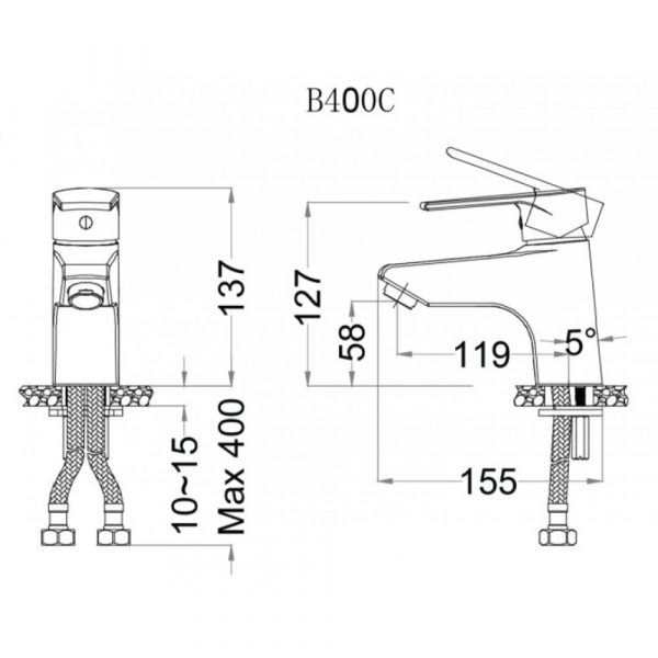 Vòi chậu rửa mặt lavabo Caesar B400CP - B400CU nóng lạnh