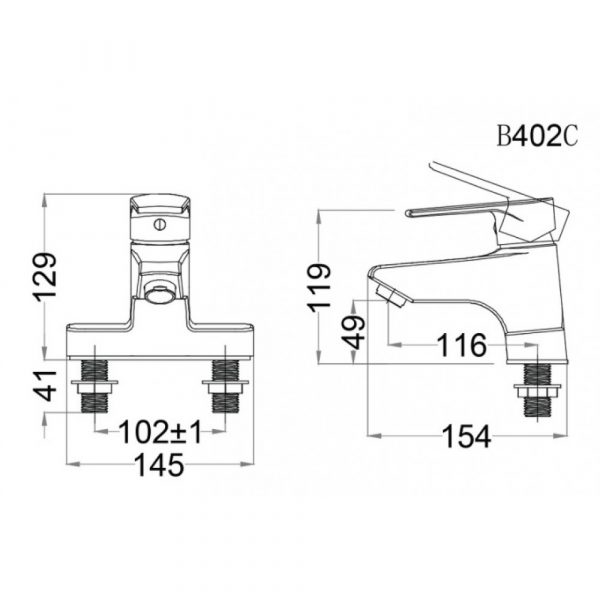 Vòi chậu rửa măt lavabo Caesar B402CP nóng lạnh 3 lỗ