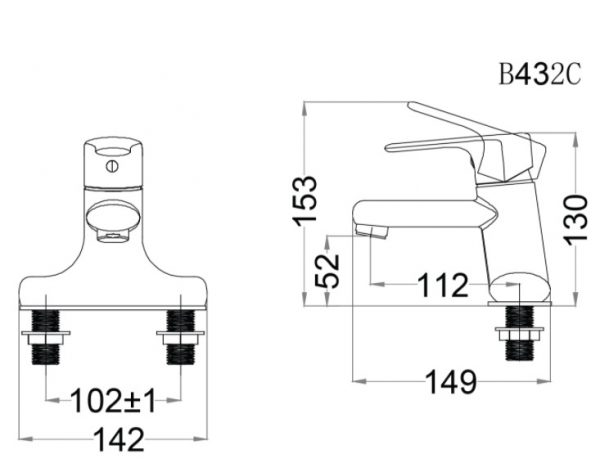 Vòi chậu rửa mặt lavabo Caesar B432CP nóng lạnh