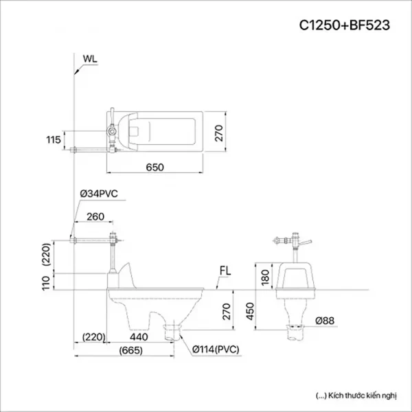 Ban ve ki thuat Bon cau xom CAESAR C1250 BF523 bo xa nhan