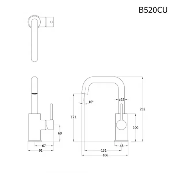 Ban ve ky thuat Voi lavabo CAESAR B520CU co cao nong lanh