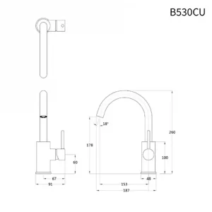 Vòi lavabo CAESAR B530CU cổ cao nóng lạnh 2 Ban ve ky thuat Voi lavabo CAESAR B530CU co cao nong lanh