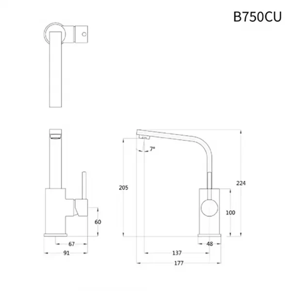 Ban ve ky thuat Voi lavabo CAESAR B750CU co cao nong lanh