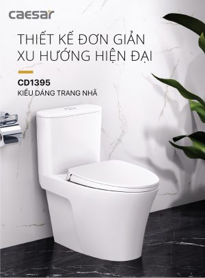 Bồn cầu 1 khối CAESAR CD1395 nắp êm M221 10 Thiet ke bon cau 1 khoi Caesar CD1395