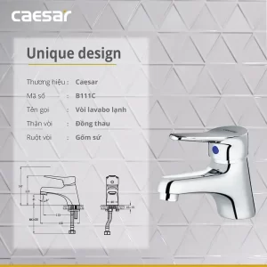 Vòi lavabo CAESAR B111C nước lạnh 3 Voi lavabo CAESAR B111C nuoc lanh 8