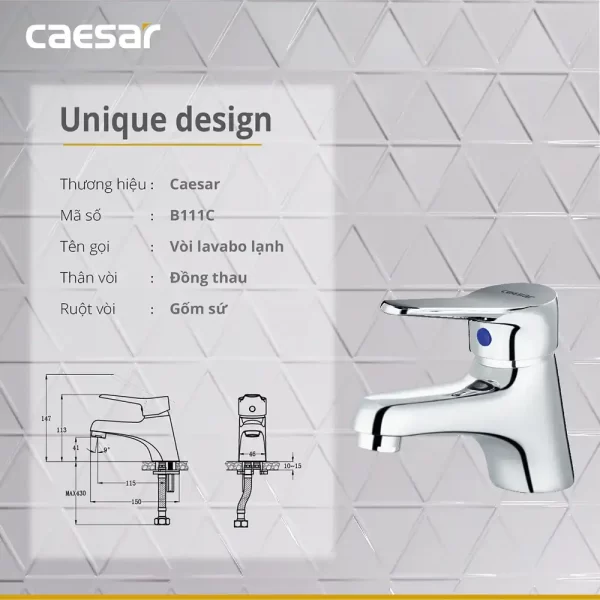 Voi lavabo CAESAR B111C nuoc lanh 8