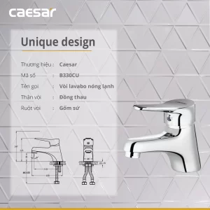 Voi lavabo CAESAR B330CU nong lanh 8