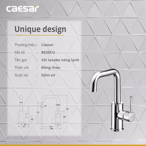 Voi lavabo CAESAR B520CU co cao nong lanh 7