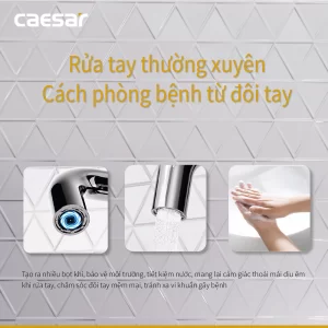 Vòi lavabo CAESAR B530CU cổ cao nóng lạnh 9 Voi lavabo CAESAR B530CU co cao nong lanh 3