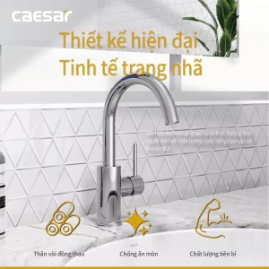 Vòi lavabo CAESAR B530CU cổ cao nóng lạnh 8 Voi lavabo CAESAR B530CU co cao nong lanh 4